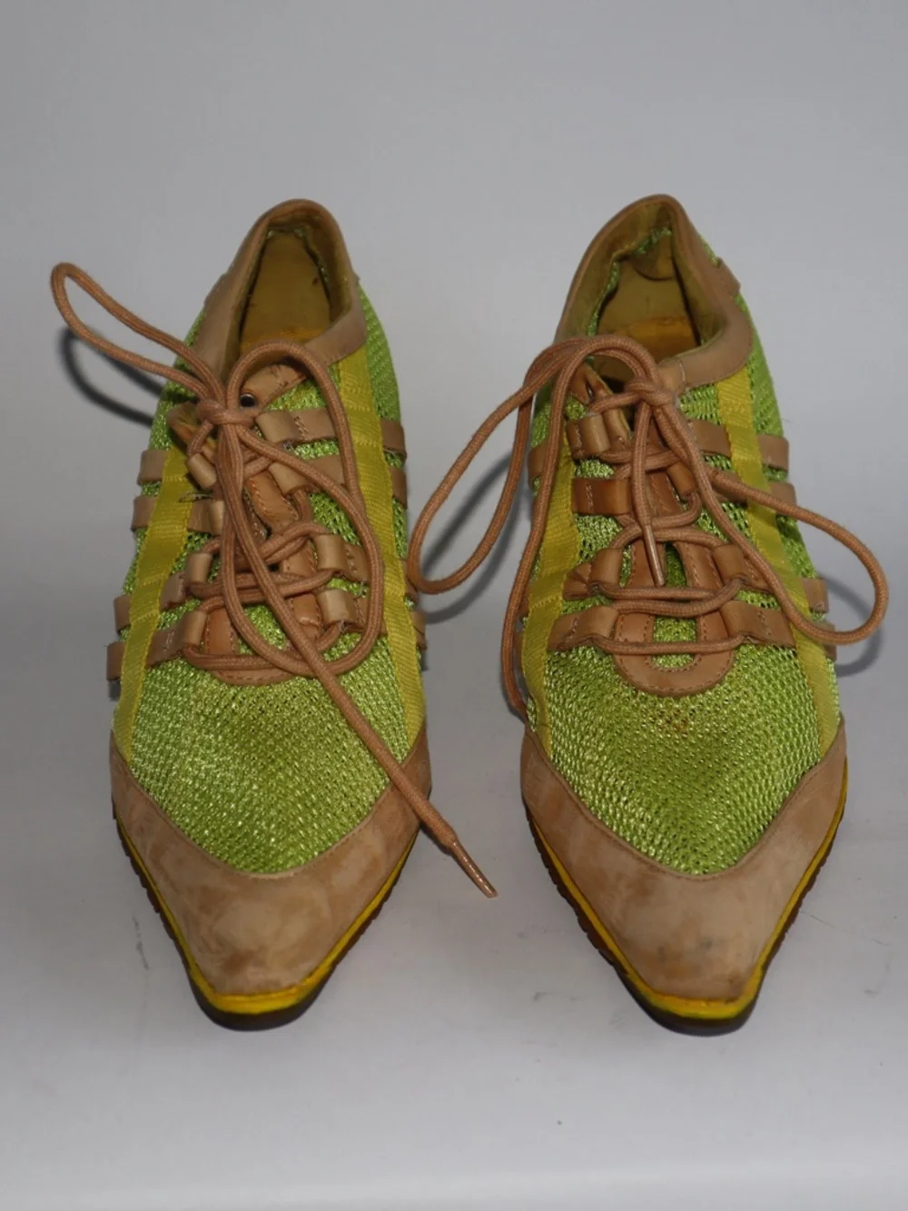Vintage Diesel Stiletta Sporty Mesh Kitten Heels Pumps Y2K Lime Green Women's 8
